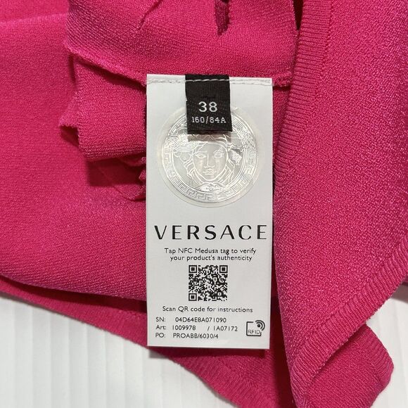 NWT$2,025 Versace Runway Cut Out Stretch Jersey Mini Dress Pink IT 38/US 2 - Picture 14 of 16